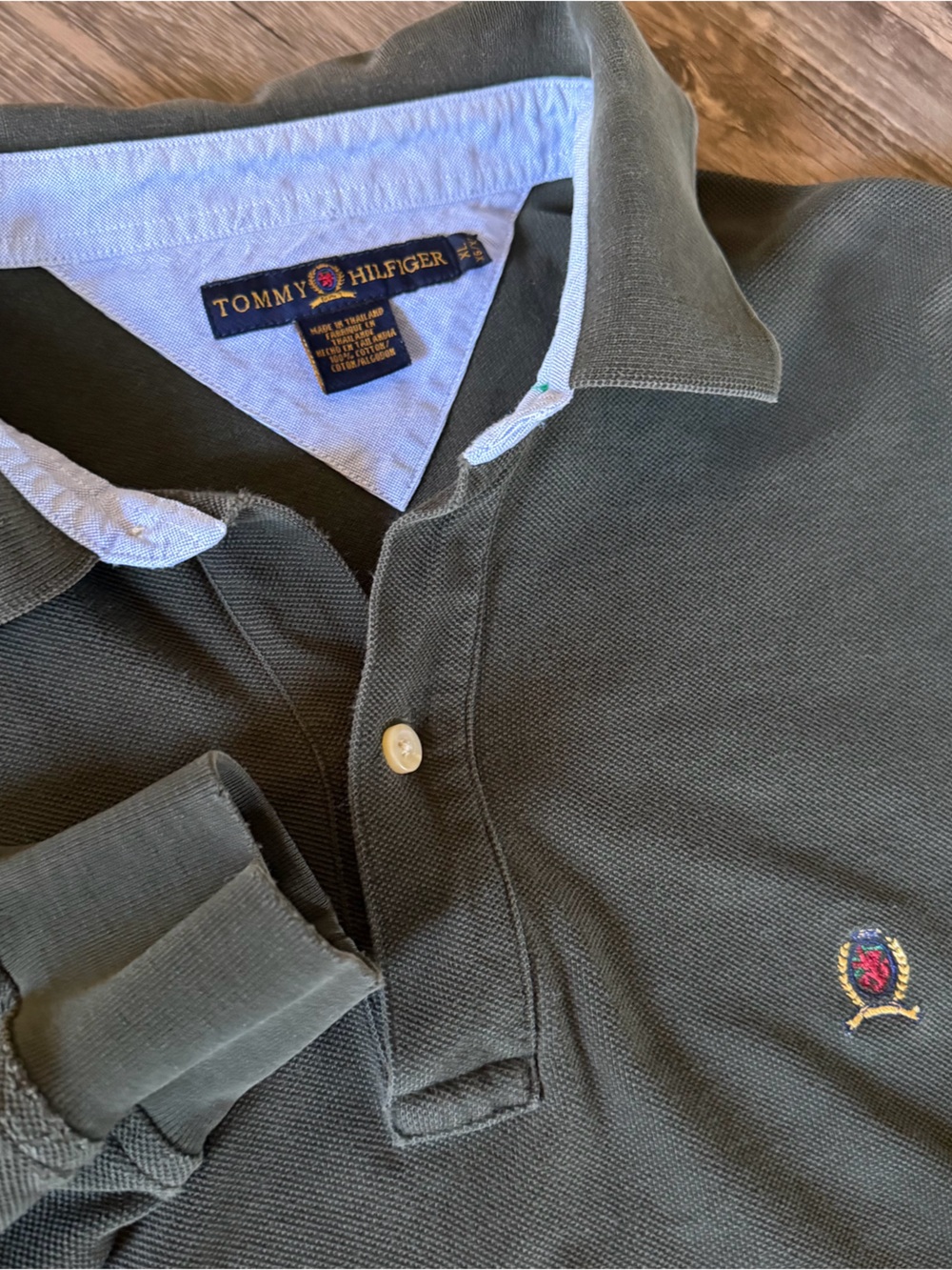 Tommy Hilfiger Olive Polo with Light Blue Collar Lining
